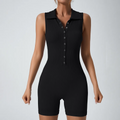 CurveFlex™ Ribbed Button-Up Romper