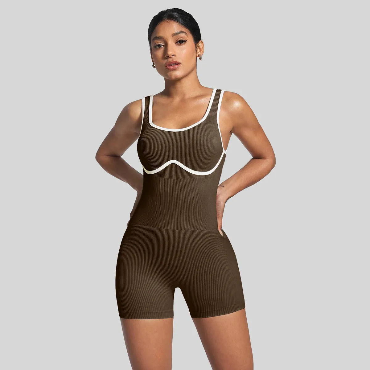 Al-Raha Contour Ribbed Contrast Romper