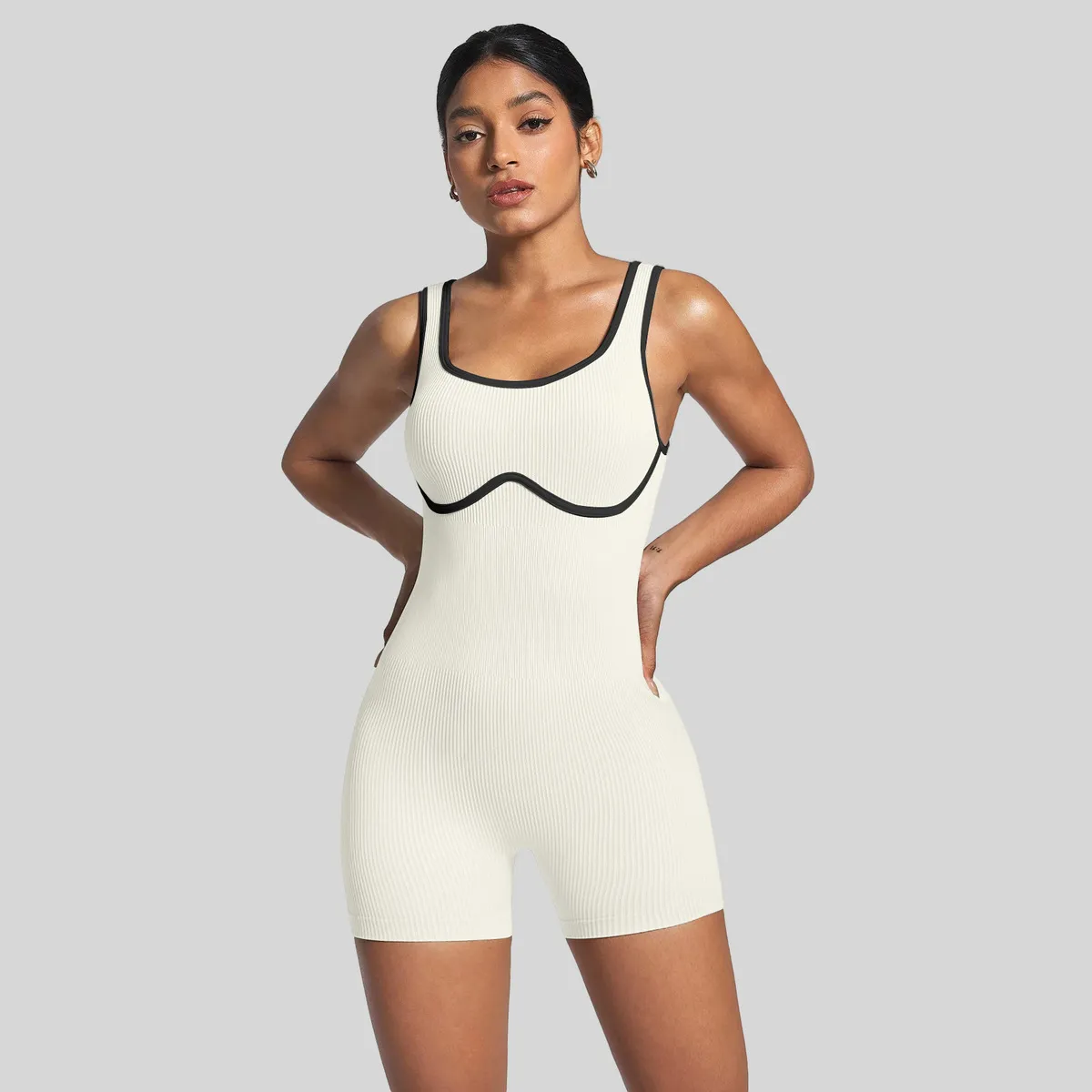 Al-Raha Contour Ribbed Contrast Romper